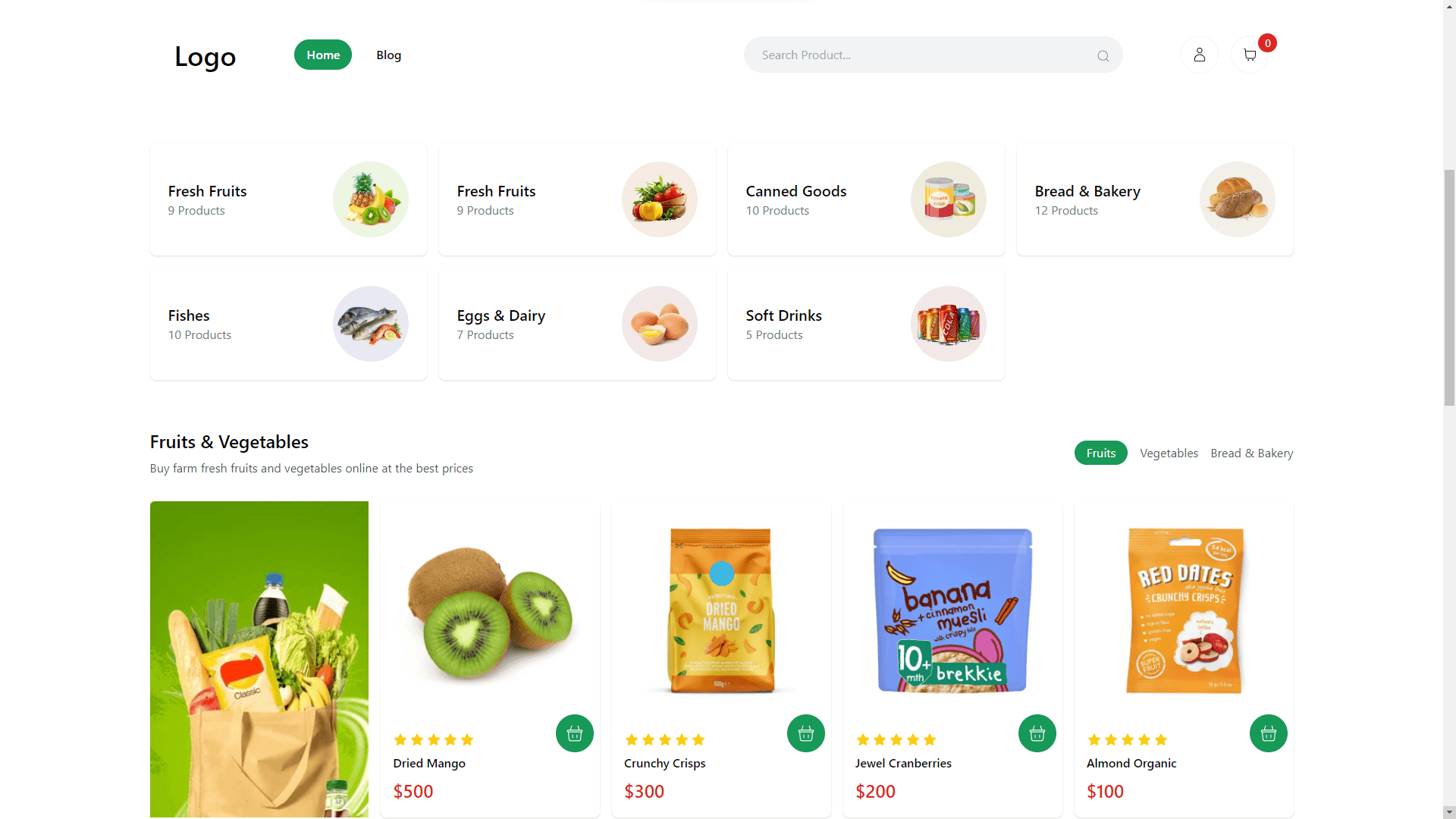 Ecomerce UI Food Website